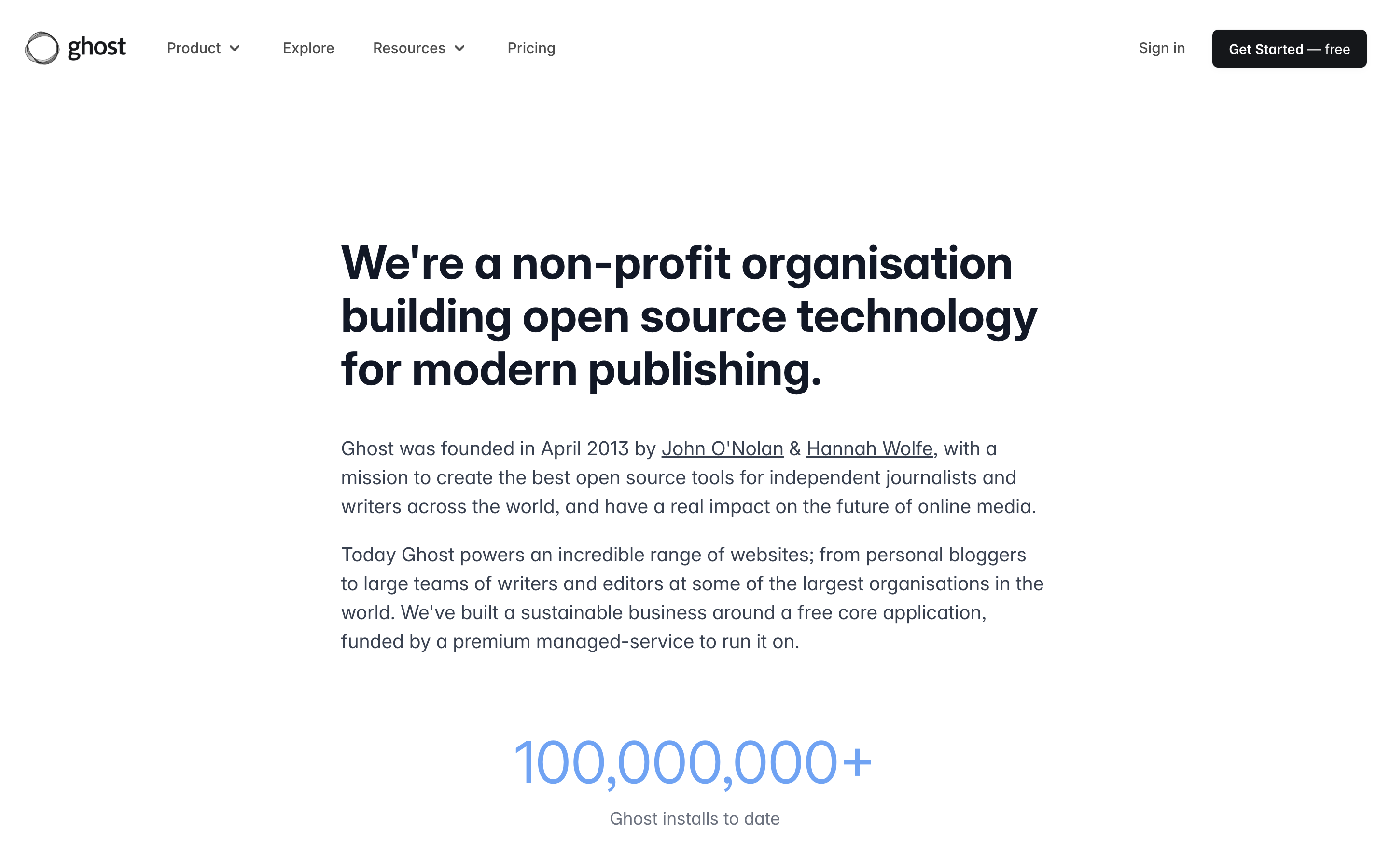 Captured About Ghost - The Open Source Publishing Platform