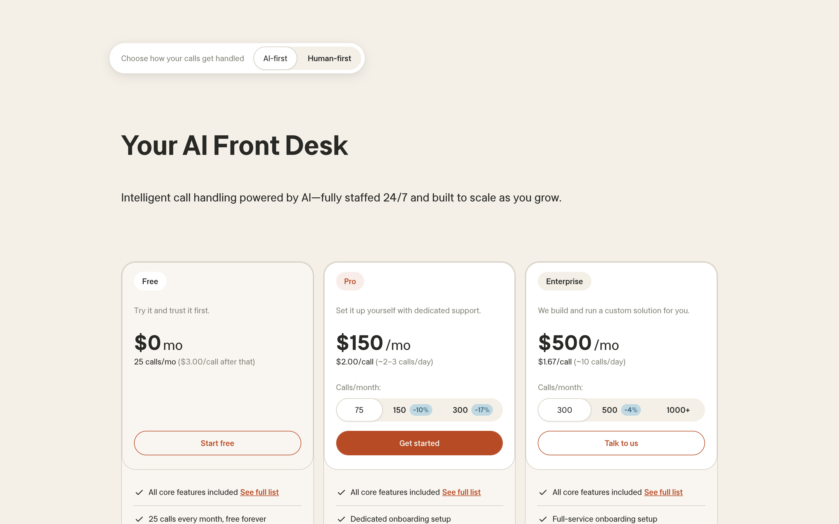 Captured Smith.ai Plans & Pricing for AI Receptionist